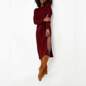 Brand New Hyacinth House Maddox Cable Knit Midi Dress Maroon Size Small